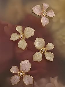 Elegant Pastel Flower Stud Earrings for Women, Floral Earrings Jewelry Accessories Romantic Cool ... | Amazon (US)