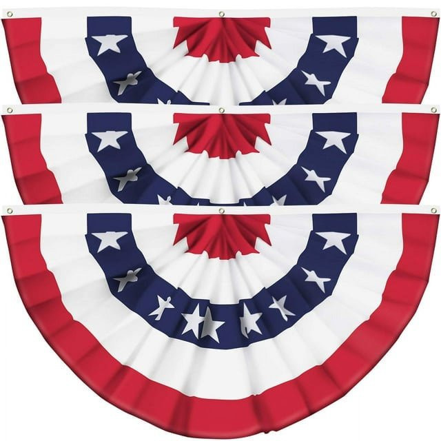 USA Pleated Fan Flag American US Bunting Flag Patriotic Half Fan Banner Flag with Canvas Header a... | Walmart (US)