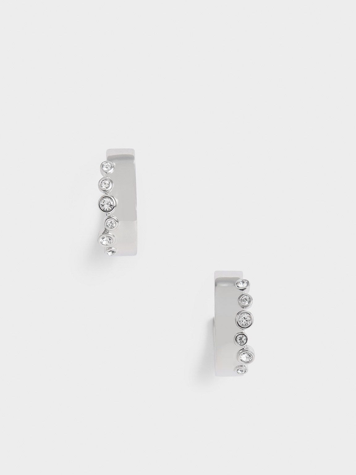 Swarovski® Crystal Studded Hoop Earrings
 - Silver | Charles & Keith US