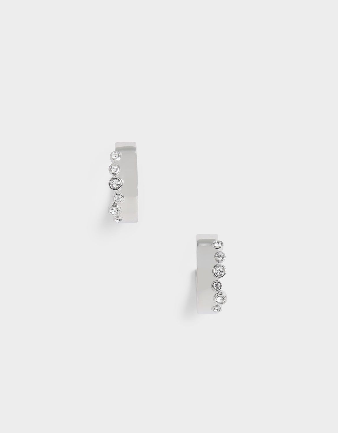 Swarovski® Crystal Studded Hoop Earrings
 - Silver | Charles & Keith US