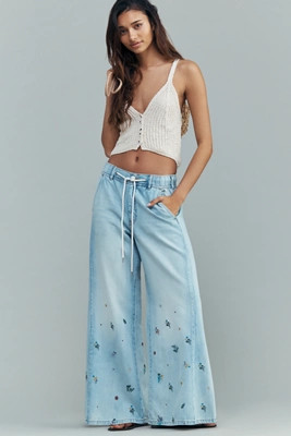 Adi Mid-Rise Flare Ditsy Jeans by Pilcro | Anthropologie (US)