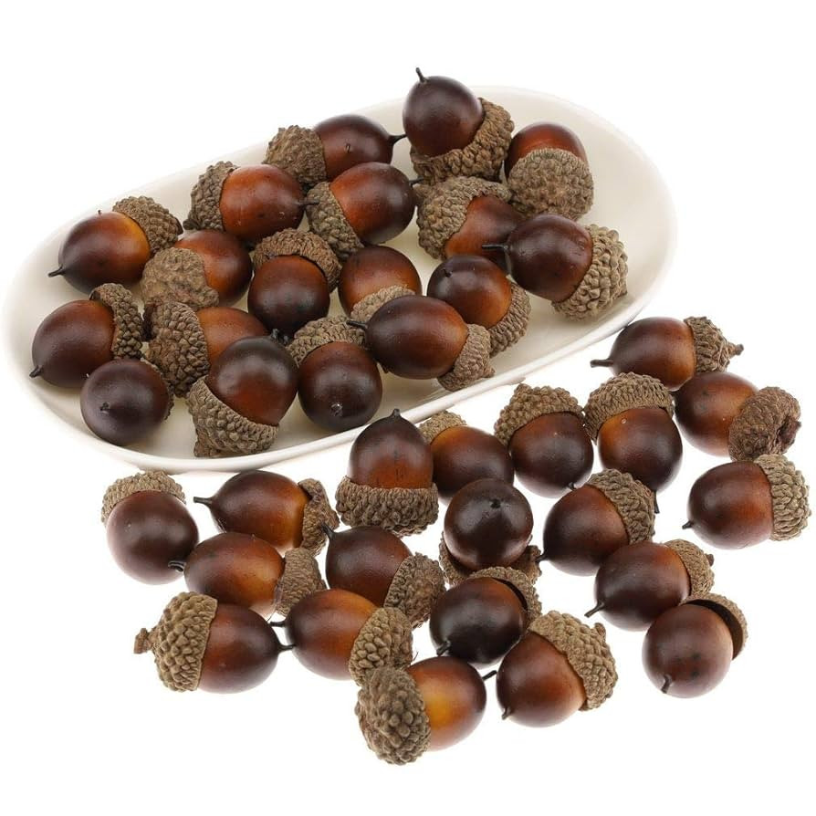 Gresorth 50pcs Artificial Lifelike Simulation Small Acorn Set Decoration Fake Fruit Faux Pine Con... | Amazon (US)