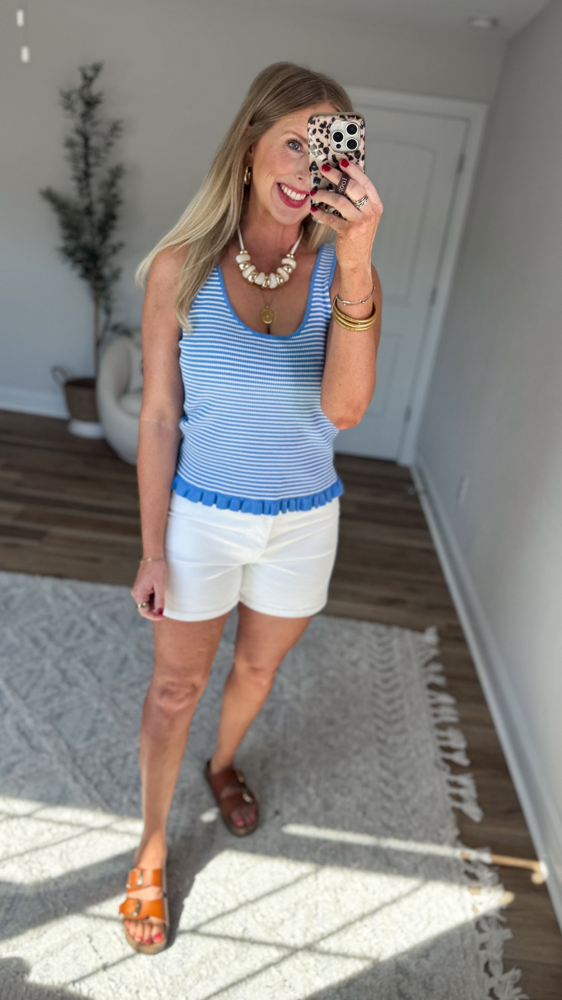 Weekend Walmart Wins try on
Ribbed tank with ruffle hem- small
White Jean shorts- tts 

#LTKootd #LTKmomlife