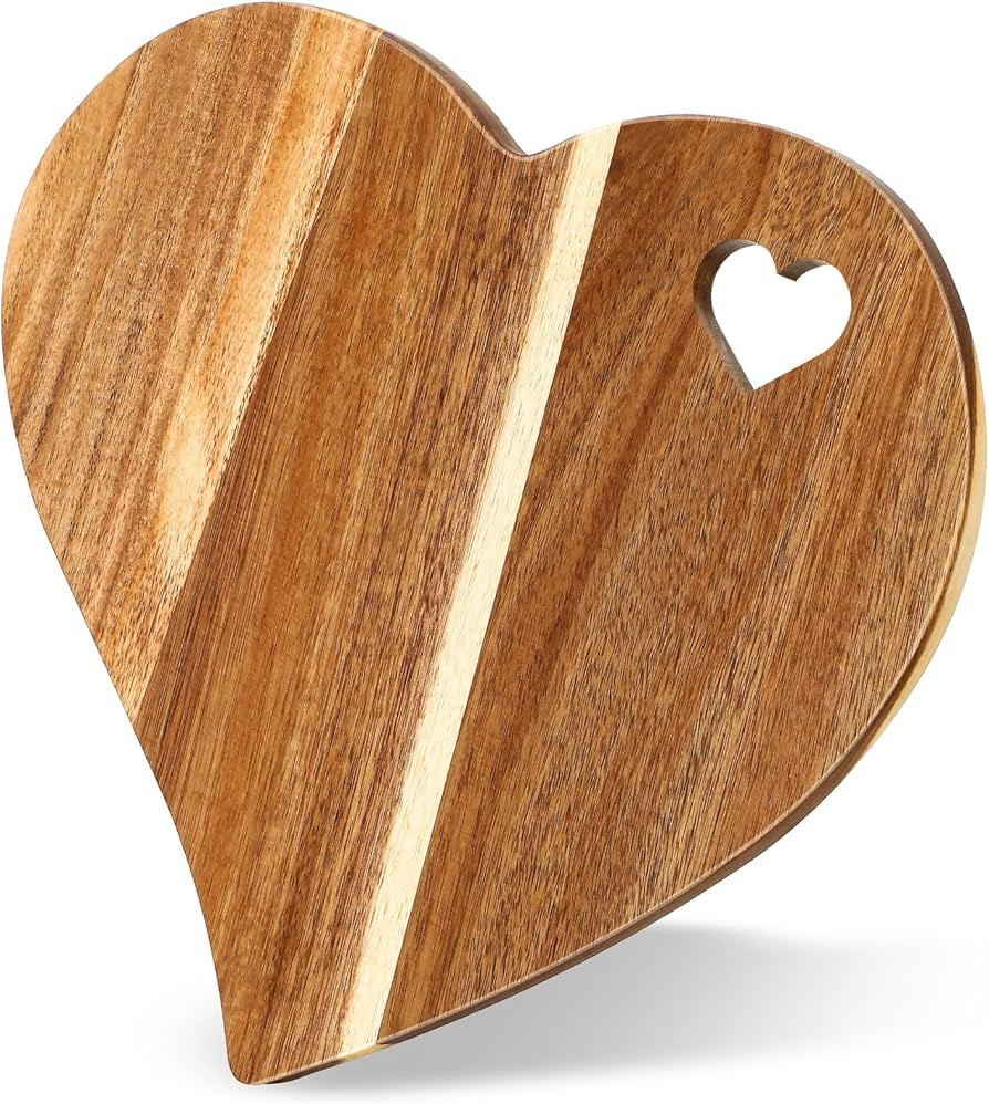Patelai Heart Shaped Cutting Board Valentine's Day Gifts Acacia Wood Bread Cheese Serving Platter... | Amazon (US)
