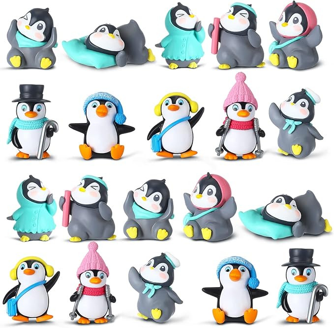 Macarrie 20 Pcs Penguin Figurines Cute Penguin Characters Toys Penguin Figures Cake Toppers Decor... | Amazon (US)