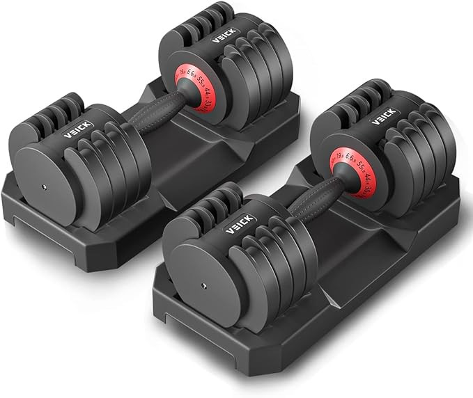 VEICK Adjustable Dumbbell Set, 25/55 lb Dumbbell for Men and Women , Fast Adjust Weight by Turnin... | Amazon (US)