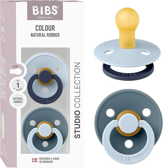 BIBS Colour Studio Pacifier 2-Pack, BPA Free, Round Nipple. Natural Rubber Latex, Made in Denmark... | Amazon (US)