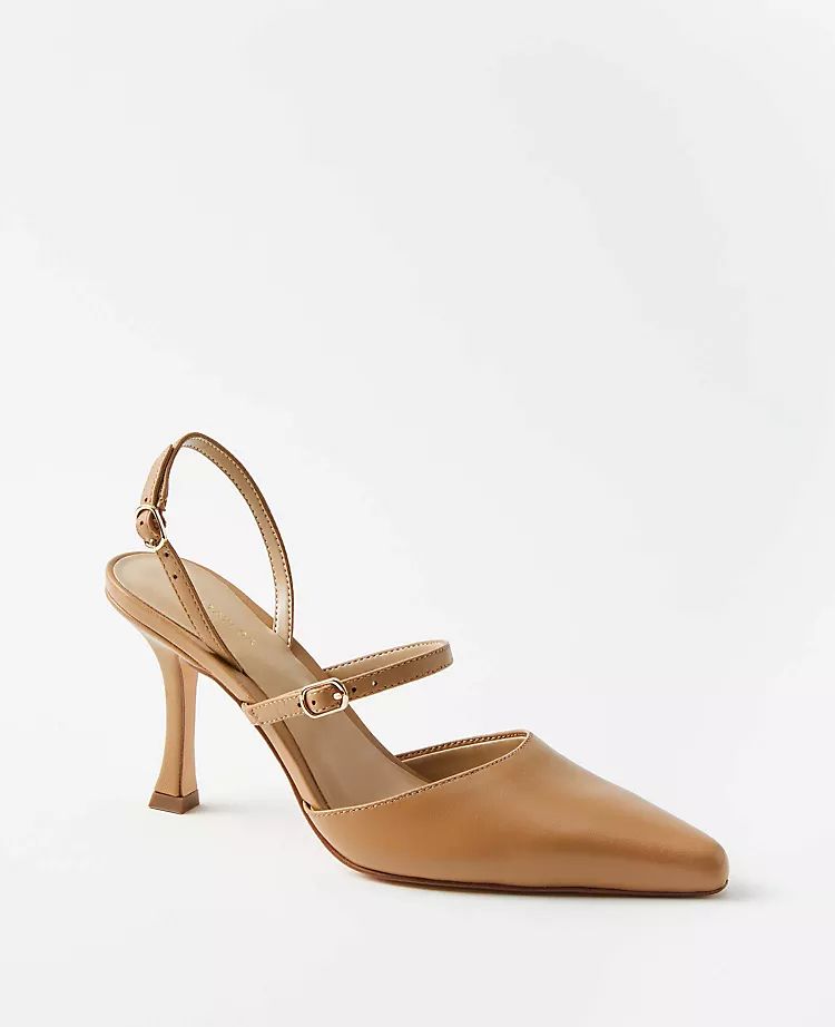 Leather Double Strap Pointy Toe Pumps | Ann Taylor | Ann Taylor (US)
