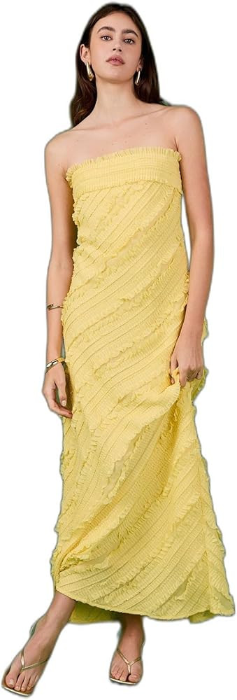 endless rose Women's Strapless Ruffled Maxi Dress, Butter, XS at Amazon Women\u2019s Clothing sto... | Amazon (US)