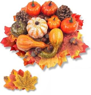 DomeStar 50 PCS Thanksgiving Artificial Pumpkins and Gourds Set, 8 PCS Fake Pumpkins, 12 PCS Pine... | Michaels Stores