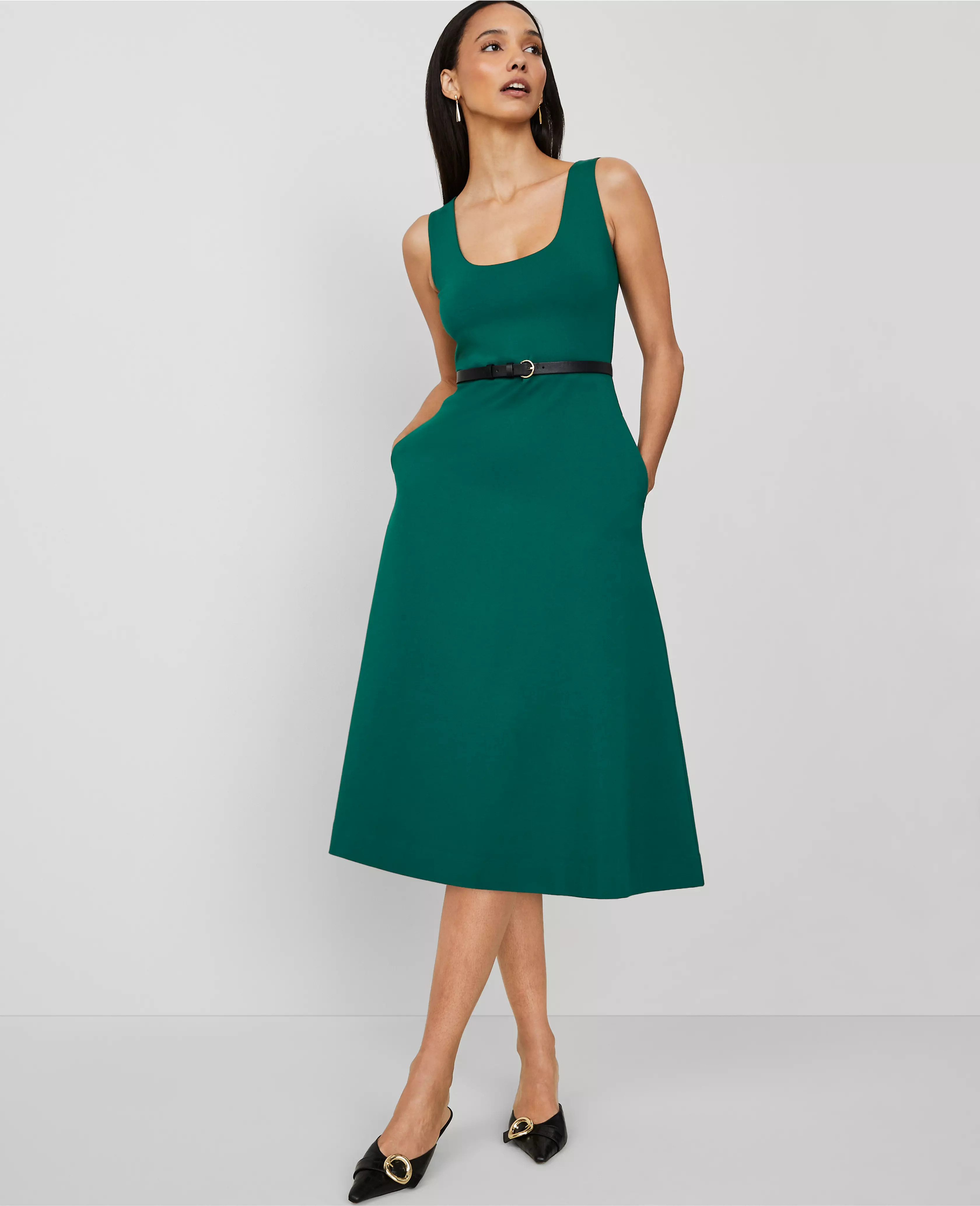 Ponte Sleeveless Midi Dress | Ann Taylor