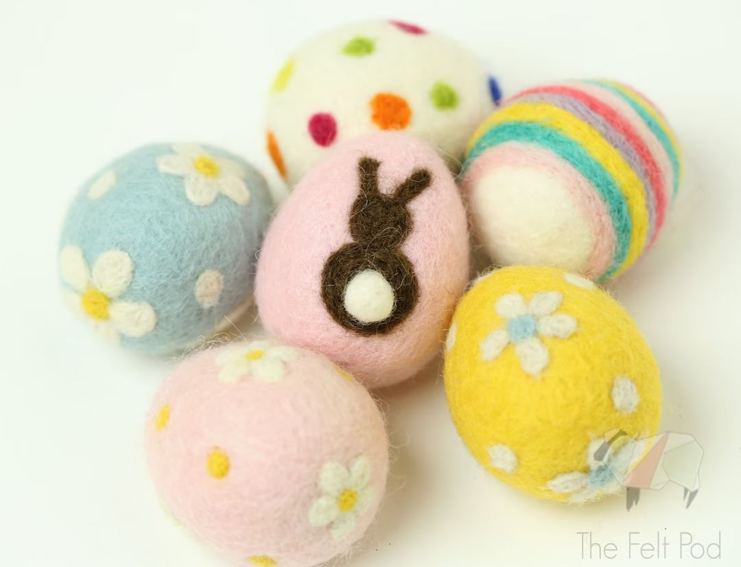 Patterned Felt Eggs - Wool Felt Easter Eggs | Etsy (US)