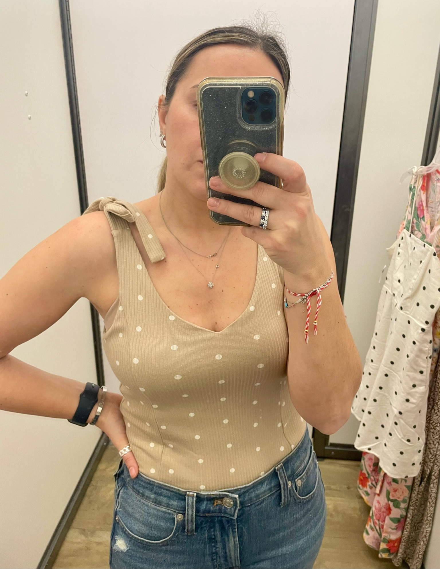 Tie-Shoulder V-Neck Rib-Knit Bodysuit 
Wearing XS

#LTKsalealert #LTKunder50 #LTKstyletip