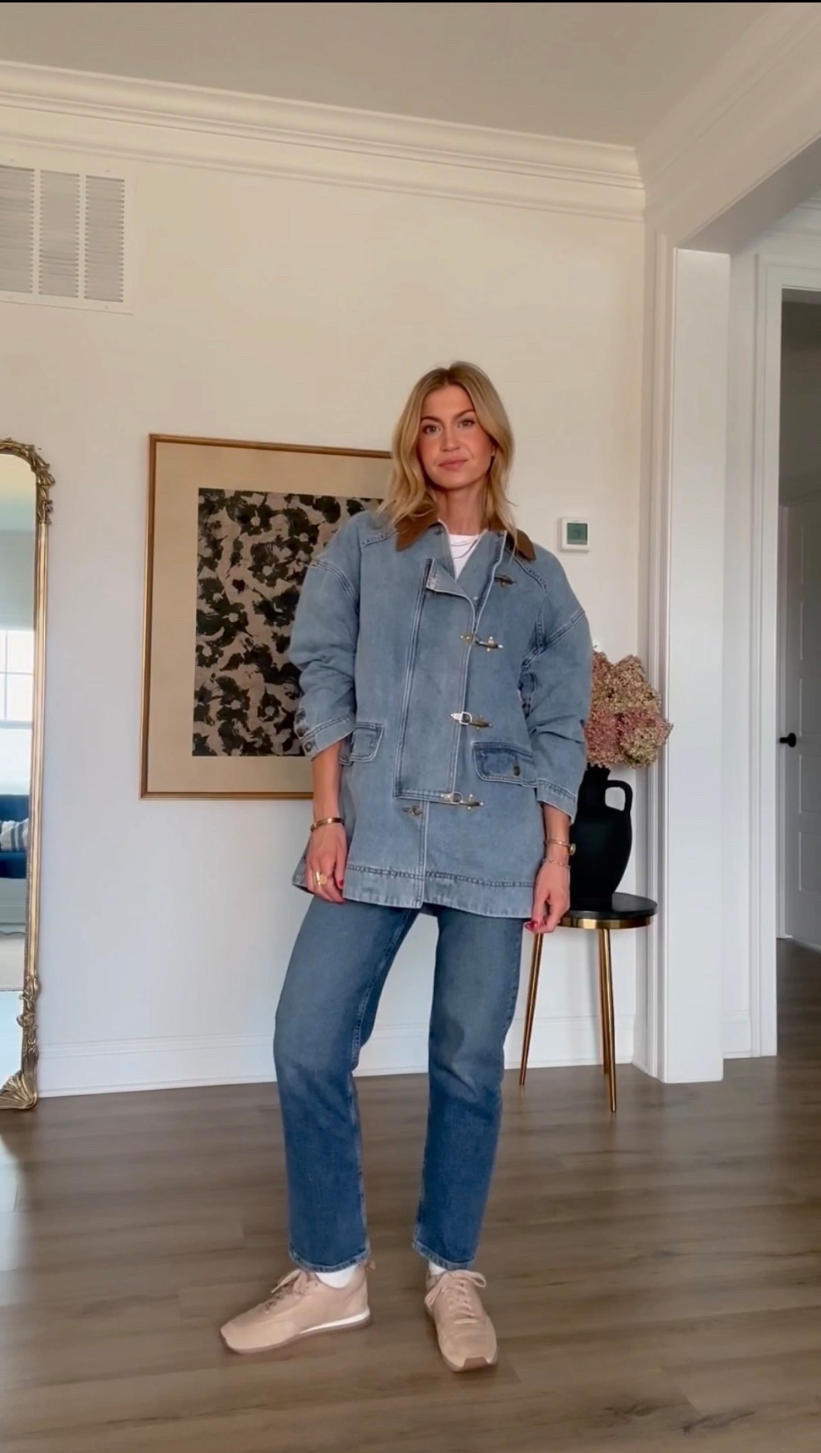 Denim on denim look! 
Jackets: runs slightly oversized, wearing size small 
Denim: run TTS
Sneakers: run TTS

#LTKootd #LTKSeasonal #LTKgrwm