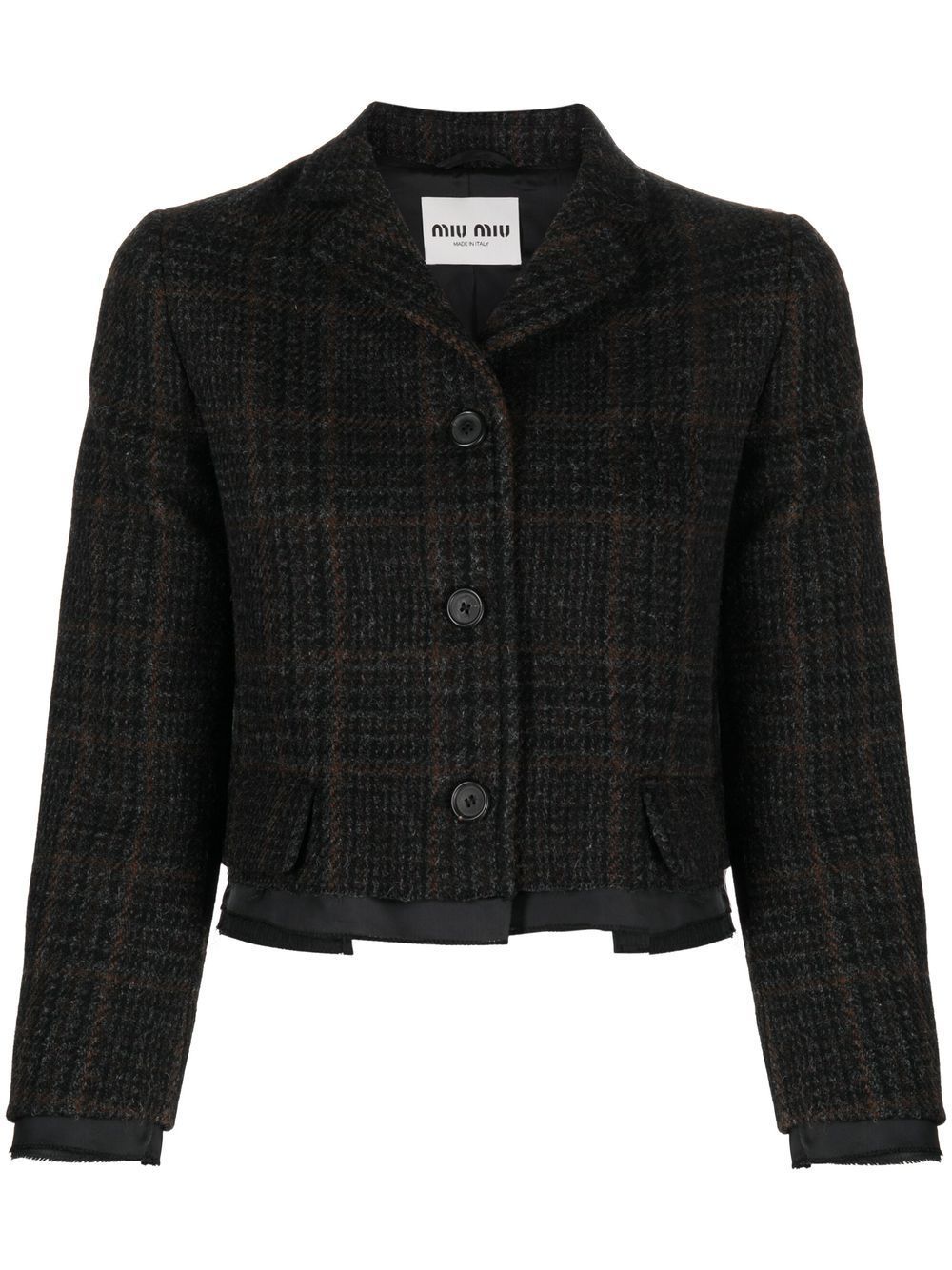 Miu Miu check-pattern Virgin Wool Jacket - Farfetch | Farfetch Global