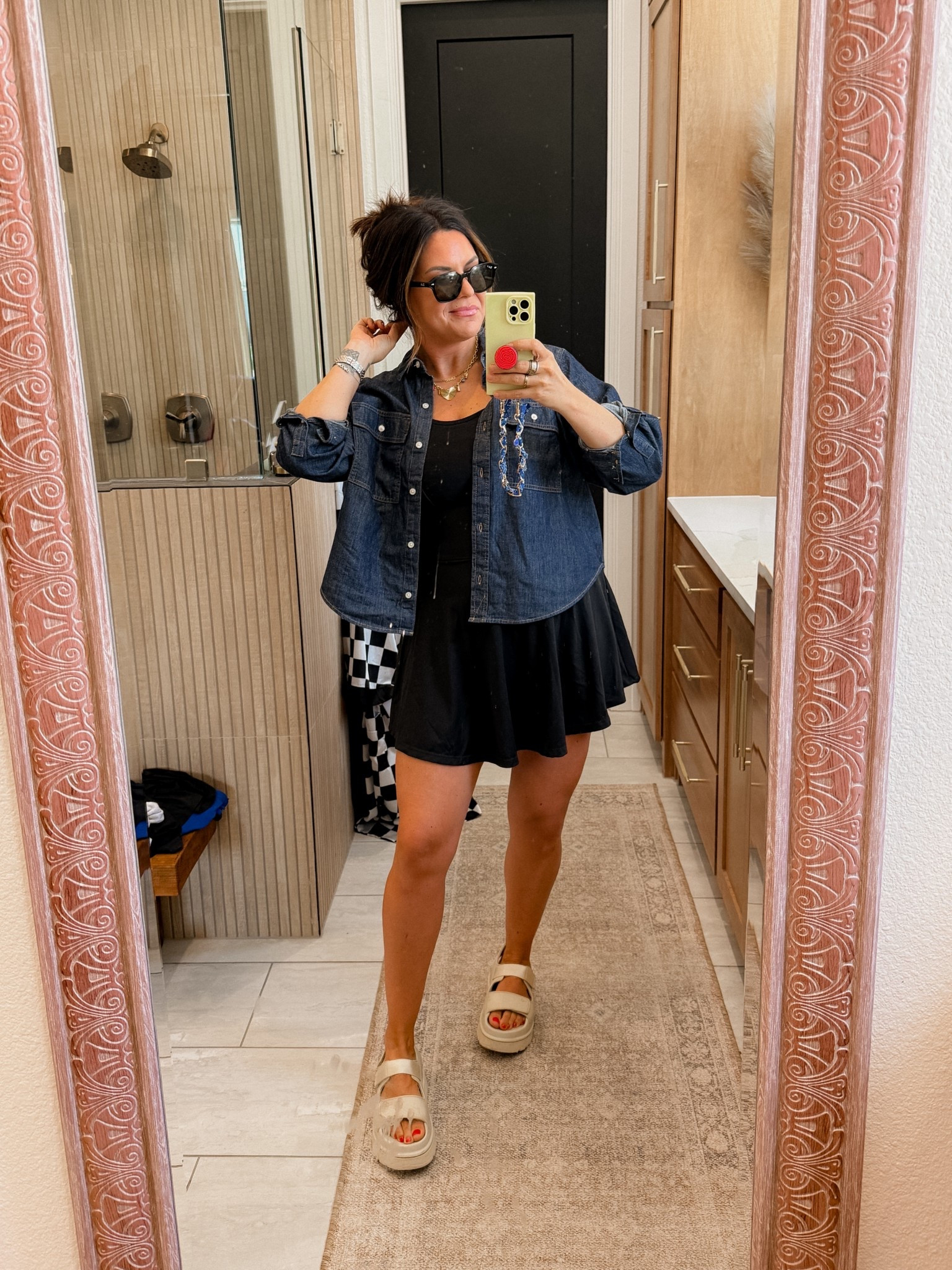 What I wore for first day of school/pickup. 
Amazon athletic dress: XL
Walmart Crop Button Up: XL
Ugg Sandals: TTS


#LTKMidsize #LTKStyleTip #LTKFindsUnder50