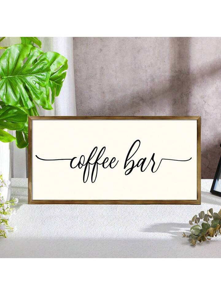1 Piece, Coffee Bar Decor Sign Modern Style Living Room Decoration Painting, Dining Room TV Cabinet Desktop Decoration Painting, Simple Advanced Bedroom Bedside Poster, Decorative Wall Art, TV Cabinet Wooden Decoration Painting, Desktop Decoration Painting, Wooden Board Decoration Painting | SHEIN