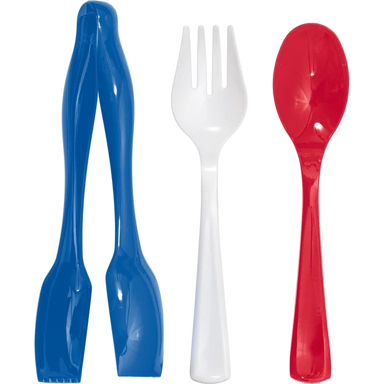 Utensil Serving Set, Red/White/Blue, 3 Pieces, Patriotic by Way To Celebrate | Walmart (US)