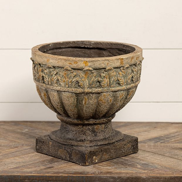 Etched Leaf Rustic Urn Planter | Antique Farm House
