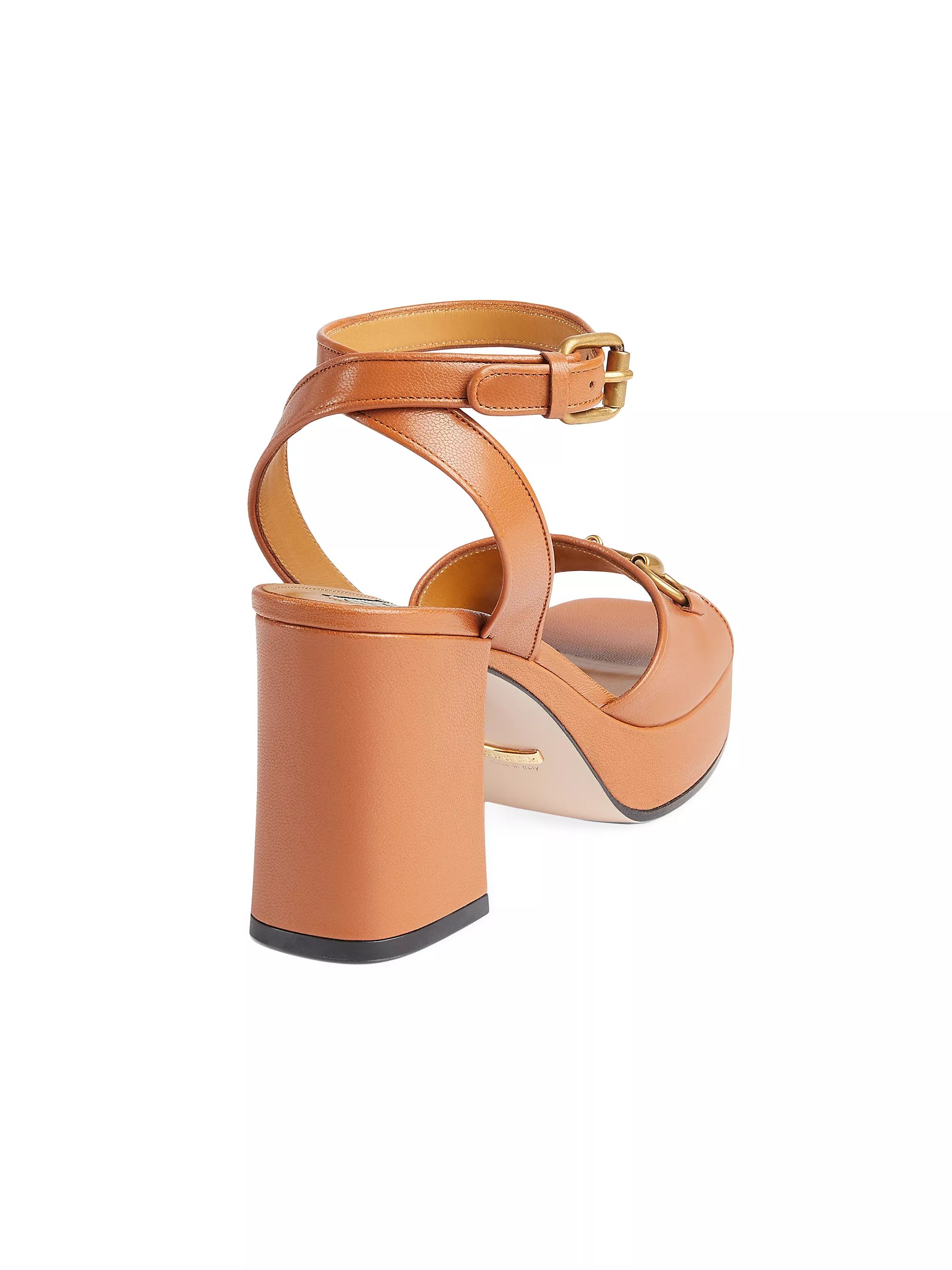 Lady Horsebit 88MM Leather Platform Sandals | Saks Fifth Avenue