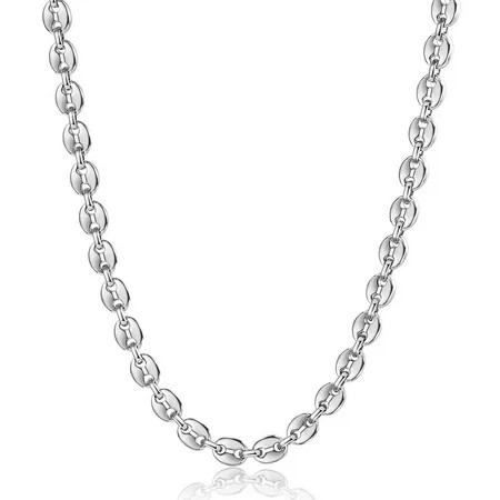 7/9/11mm Men Women Stainless Steel Coffee Beans Marina Link Chain Necklace | Walmart (US)