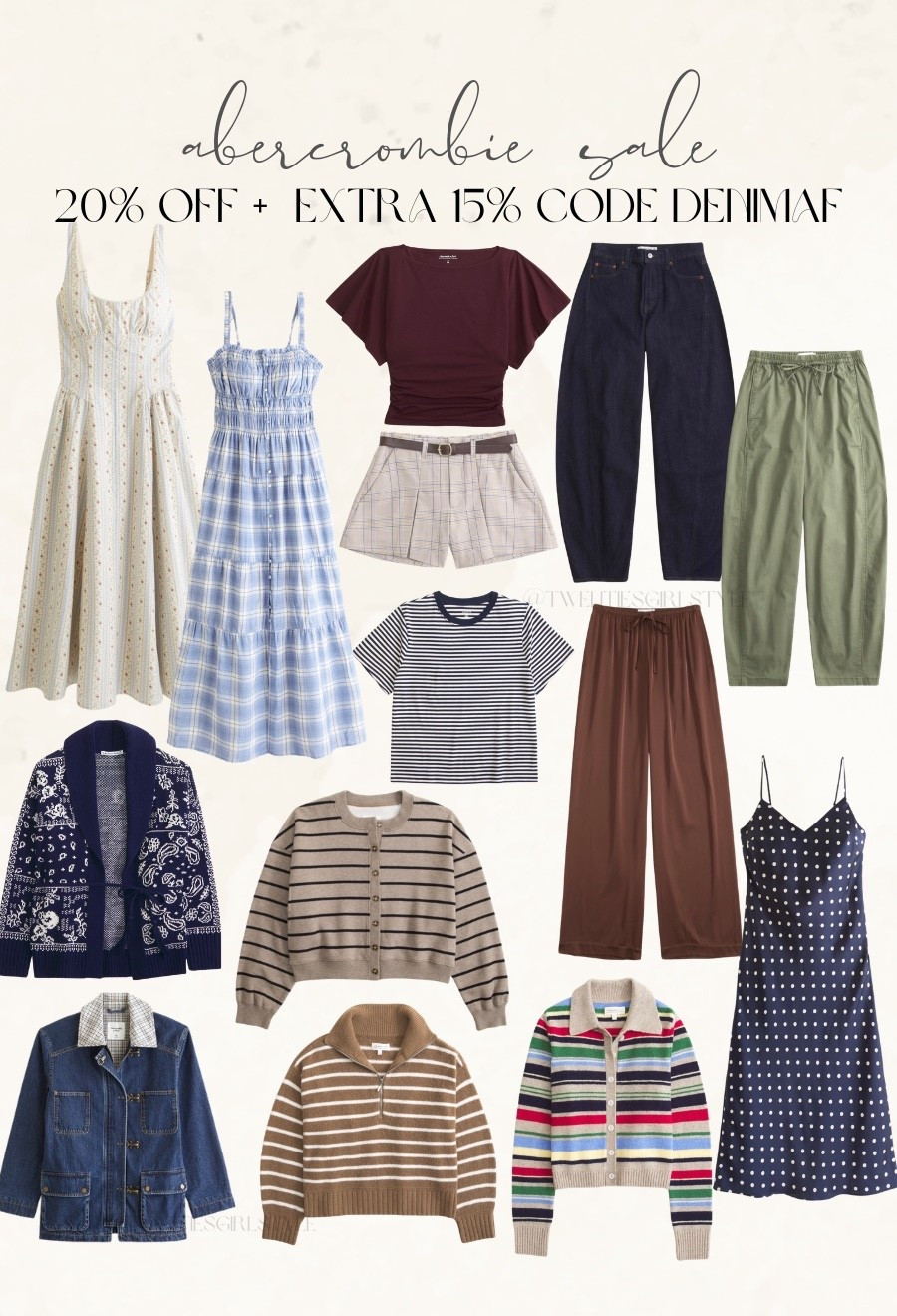 Abercrombie sale 20% off + extra 15% off  with code DENIMAF

#LTKSaleAlert #LTKootd #LTKSeasonal