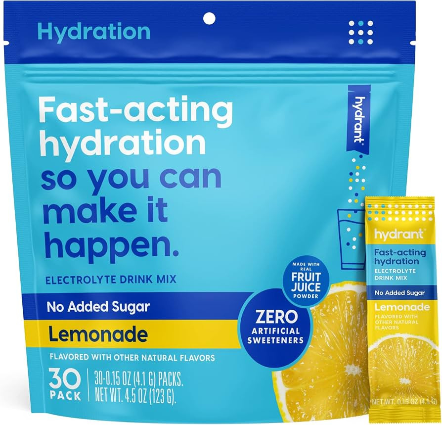 Hydrant Hydrate No Added Sugar, Individual Hydration Electrolye Powder Stick Packets with Zero Su... | Amazon (US)