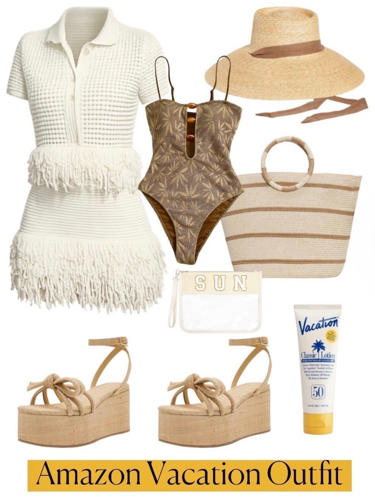 Vacation outfit
Spring break 
Wedges 
Tote bag
One piece swimsuit Amazon

#LTKSeasonal #LTKTravel #LTKootd