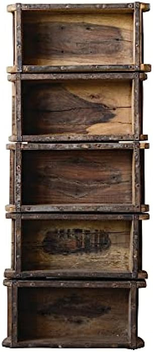 Creative Co-Op Wood 5 Shelves Wall Décor, Brown | Amazon (US)