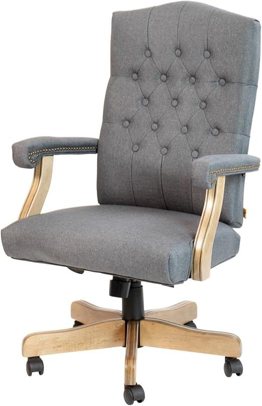 Flash Furniture Derrick Traditional Office Chair - Gray Fabric Tufted Swivel Office Chair - Home ... | Amazon (US)