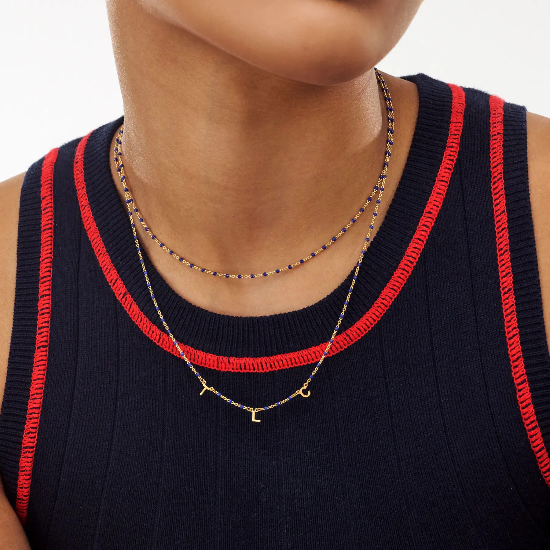 Soltale Royal Blue Inez Initial Necklace - Gold Vermeil | Oak & Luna (US)