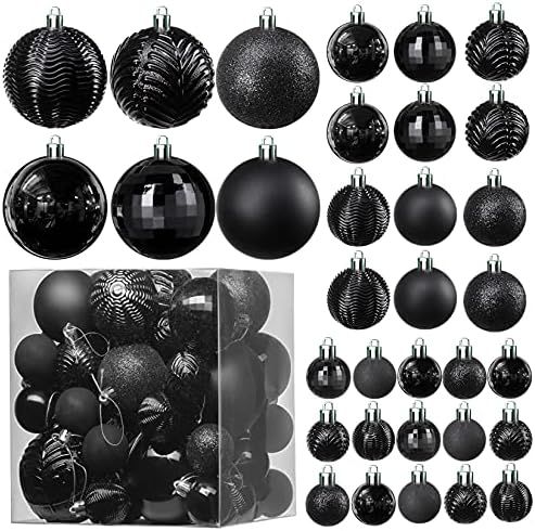 Prextex Christmas Ball Ornaments for Christmas Decorations (Black) | 36 pcs Xmas Tree Shatterproo... | Amazon (US)