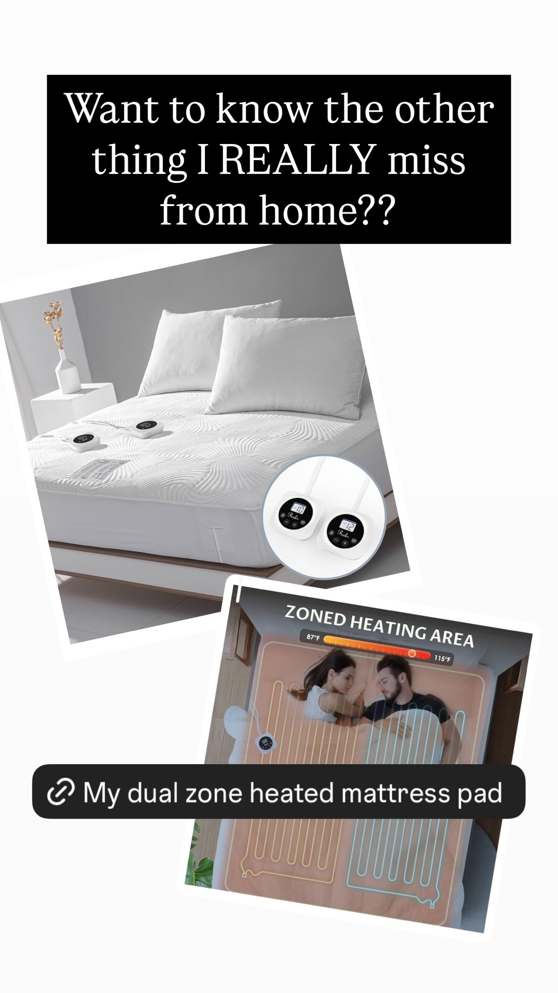 Want to know the other thing I REALLY miss 
from home?? My dual zoned heated mattress pad to warm up in the cold weather! 

#LTKSaleAlert #LTKSeasonal #LTKHome