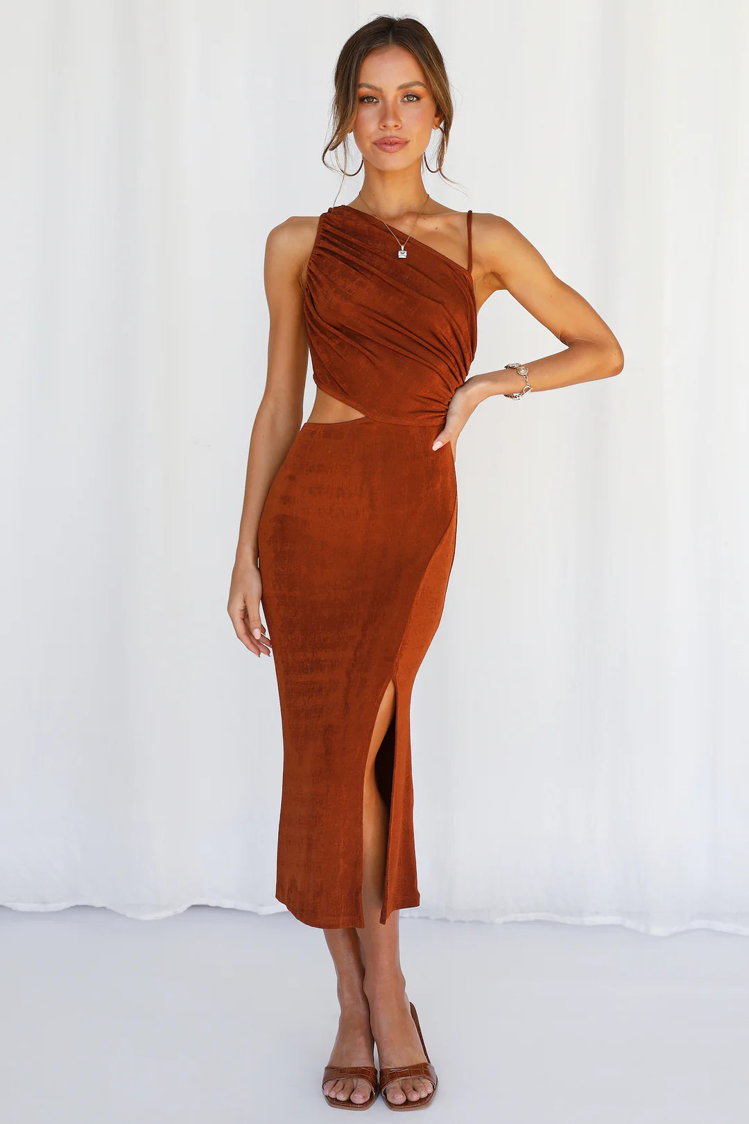 Block It Out Midi Dress Rust | Hello Molly (AU)