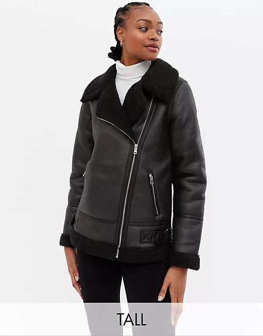 New Look Tall aviator jacket in black | ASOS | ASOS (Global)