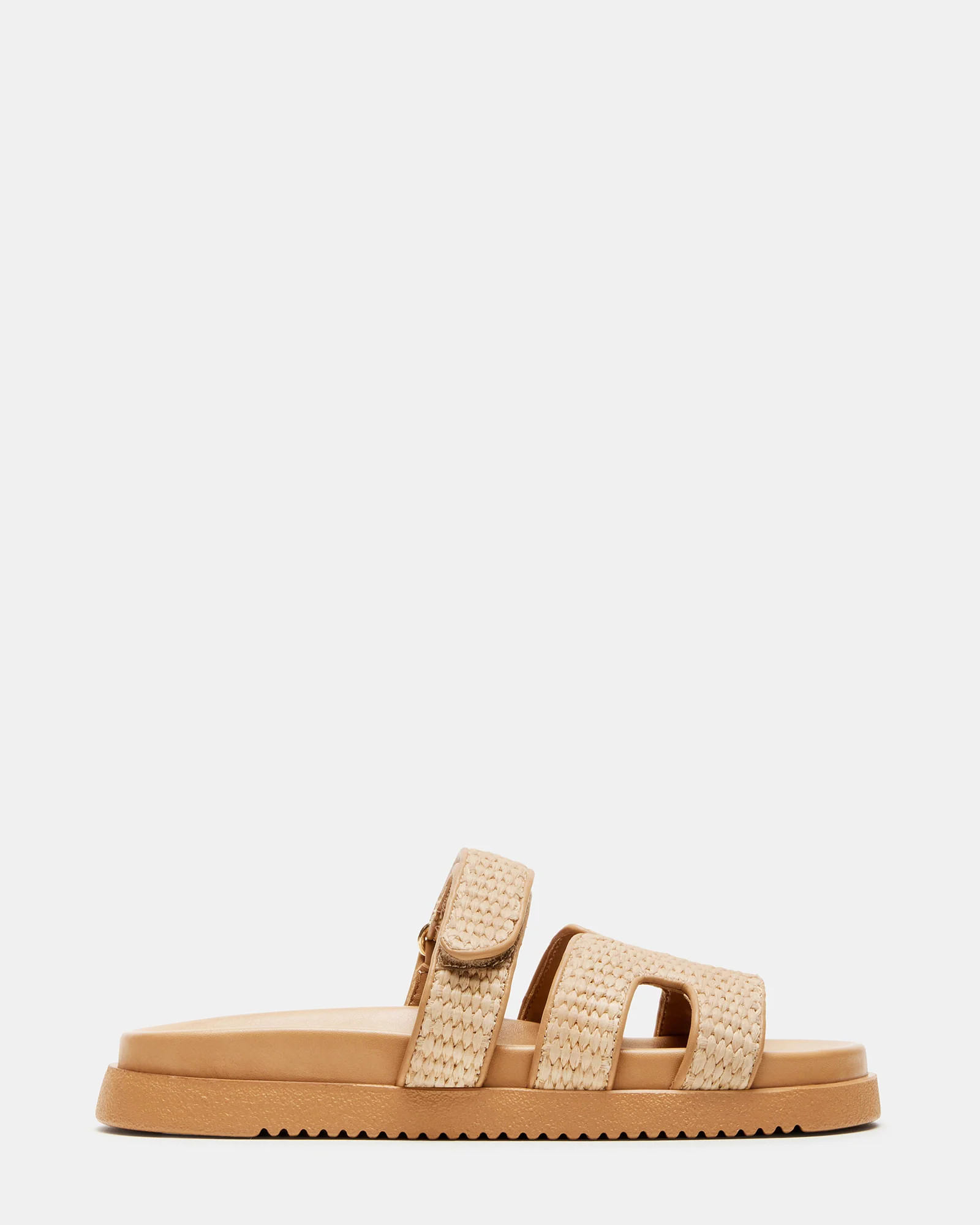MAYVEN Natural Raffia Flatform Slide Sandal | Women's Sandals | Steve Madden (US)