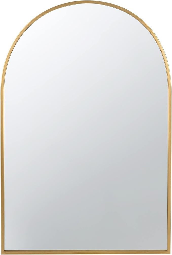Benjara Cod 36 Inch Wall Mounted Mirror, Wide Arched Design, Gold | Amazon (US)