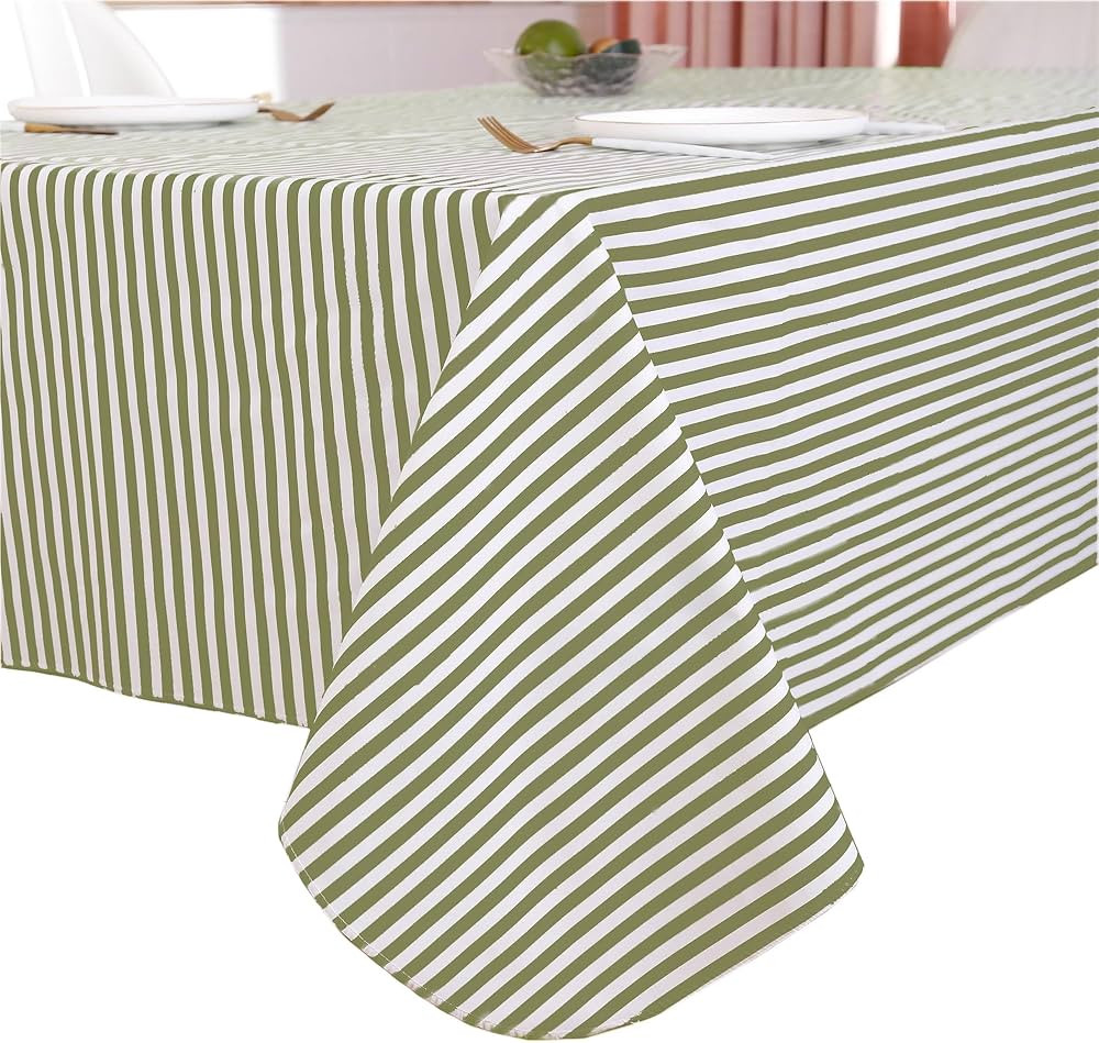 Heavy Duty Vinyl Tablecloth with Flannel Backing Waterproof Oil-Proof Plastic Table Cloth Stain-R... | Amazon (US)