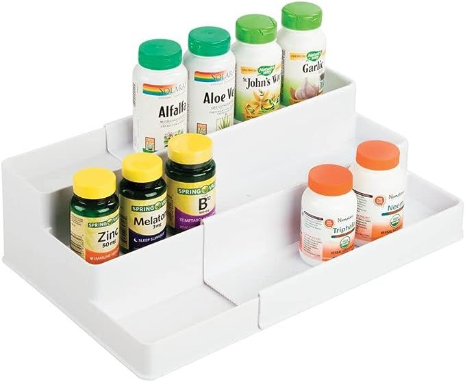 mDesign Plastic Expandable 3-Tier Shelf Rack Organizer - Storage for Bathroom Vanity, Cabinet, Cu... | Amazon (US)