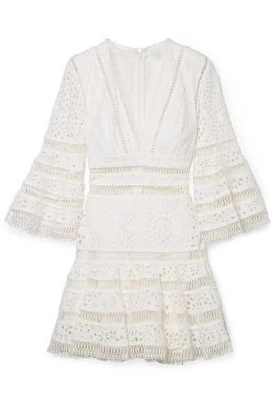 Zimmermann - Lovelorn Broderie Anglaise Cotton Mini Dress - Ivory | NET-A-PORTER (US)