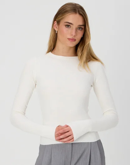 Crew Neck Long Sleeve Knit in Milk | Glassons | Glassons (Australia)