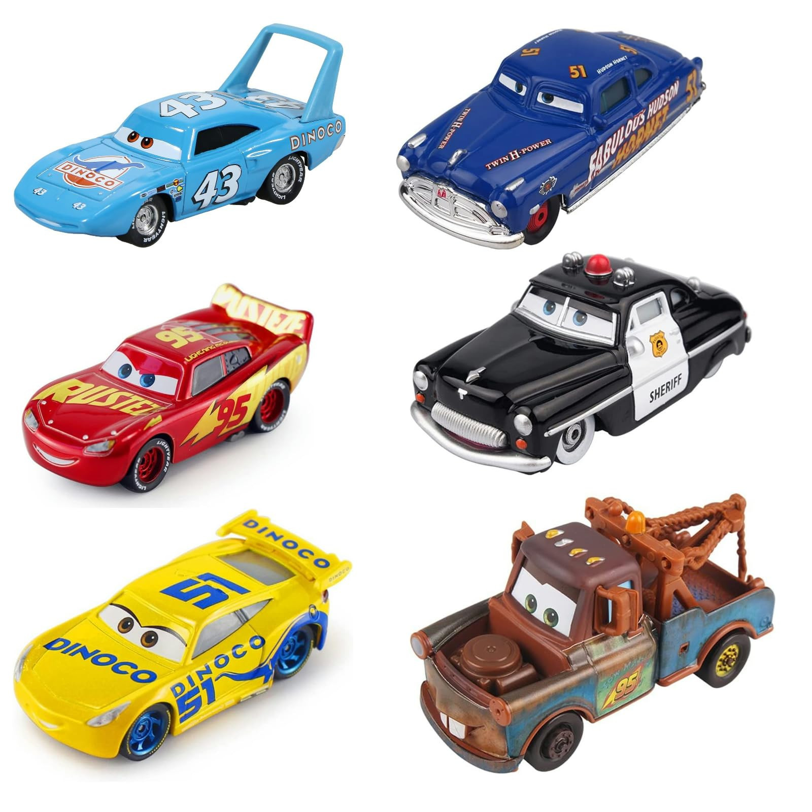 Toys Car 2 3 Mater The King Sheriff Diecast Car Toy Set for Boy Kids Gifts (6PCS) | Amazon (US)