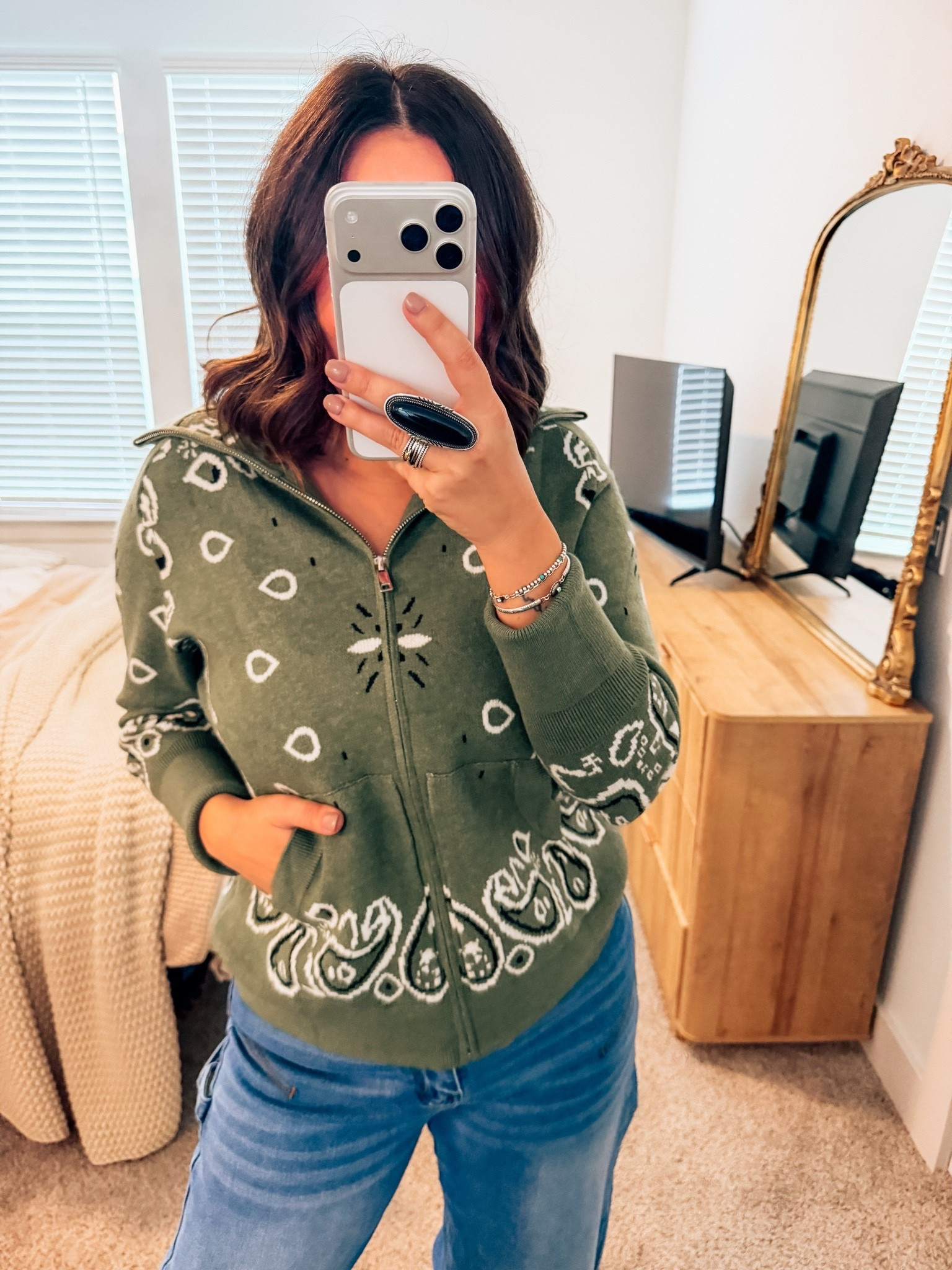 Bandana zip up sweater from Amazon  - viral fall sweater in a medium