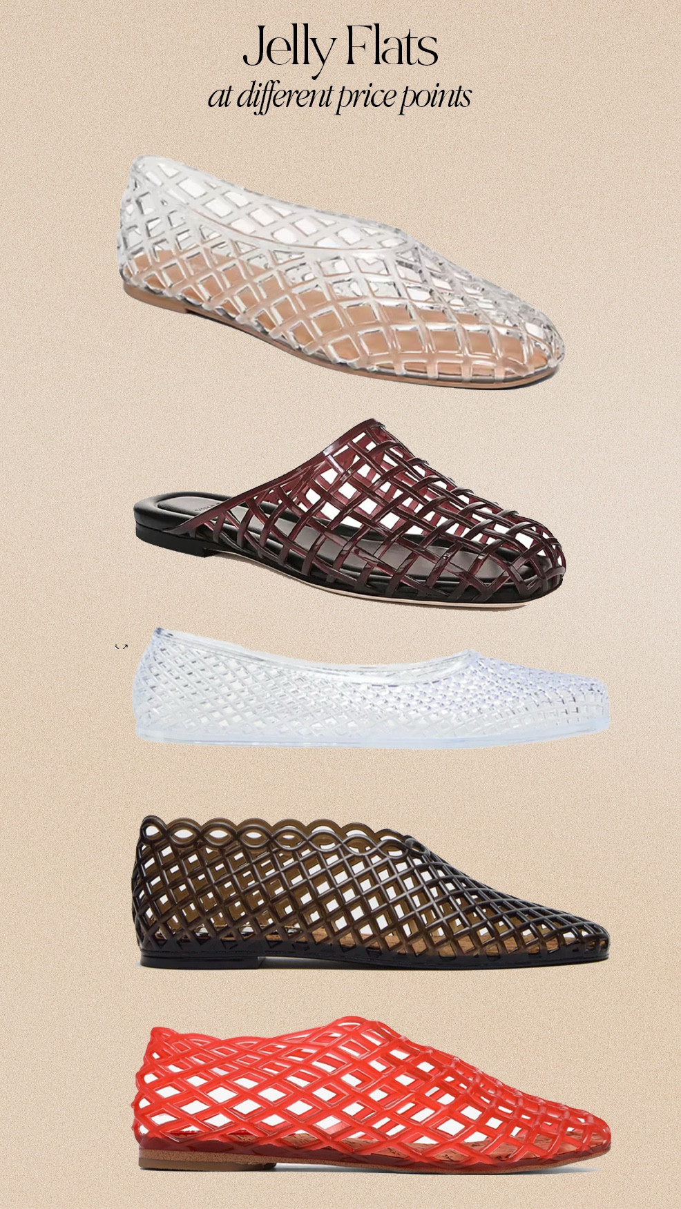 Jelly flats at different price points 🛒