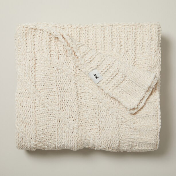 CHENILLE THROW BLANKET, IVORY | Indigo (CA)