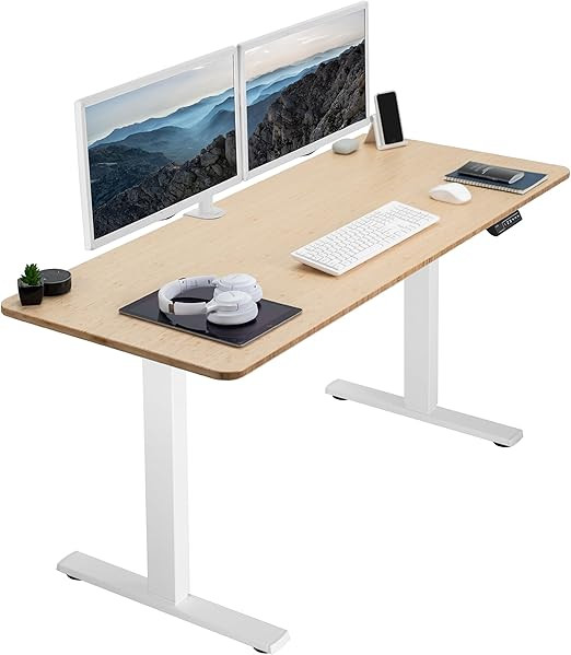 VIVO Electric Height Adjustable 60 x 24 inch Memory Stand Up Desk, Bamboo Solid One-Piece Table T... | Amazon (US)