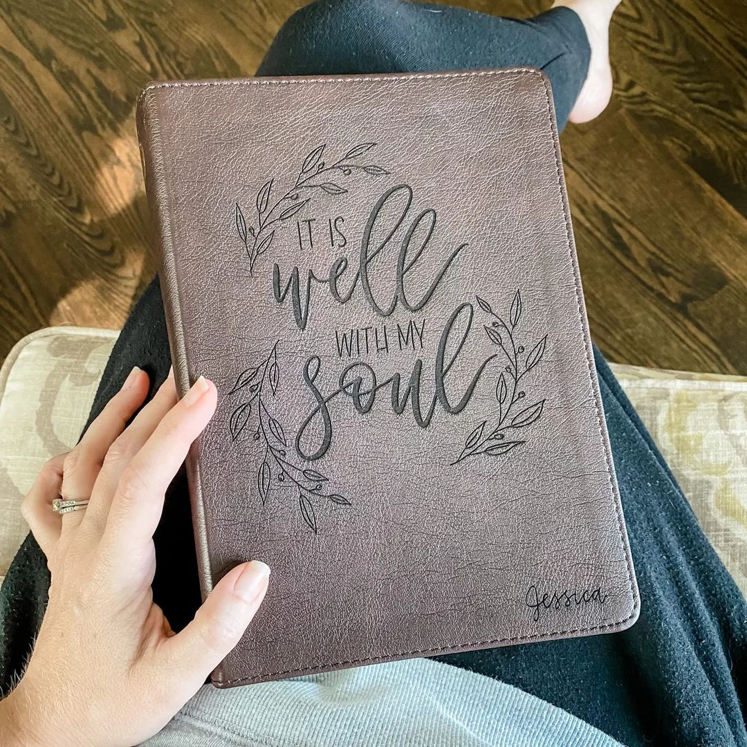 PERSONALIZED ESV Journaling Bible - It is Well With My Soul in Wreath - Add Your Name - CUSTOM | Etsy (US)