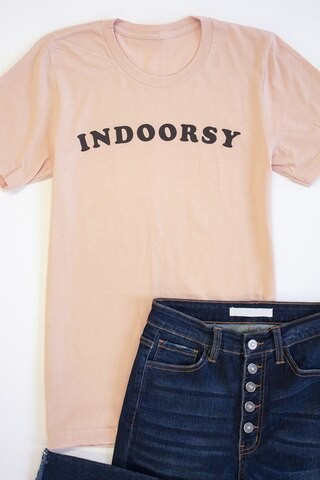 Indoorsy Graphic Tee Heather Peach | The Pink Lily Boutique