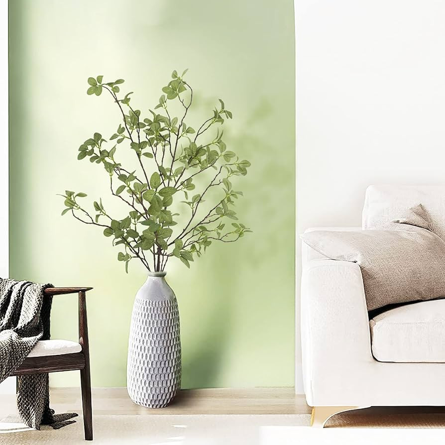 2 pcs Artificial Greenery Stems, 41.3\u2019\u2019 Tall Fake Plants Branches Faux Greenery Ficus T... | Amazon (US)