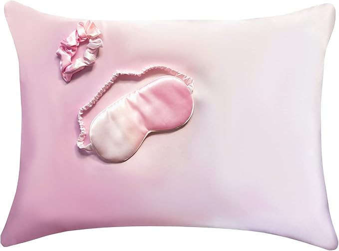 Luxury Satin Pillowcase, Eye Mask, Scrunchie Gift Set by Fenrici, Pure Vegan Silk Beauty Sleep Ai... | Amazon (US)